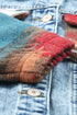 Aztec Print Frayed Hem Denim Jacket